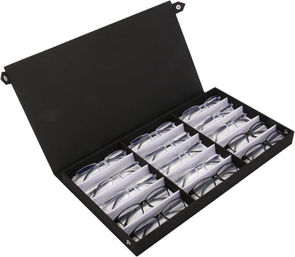 Baojulong 15-Slot Eyeglass Case Organizer - Large Capacity Storage for Prescription Glasses & Eyeglasses, Great for Retail & Home Use