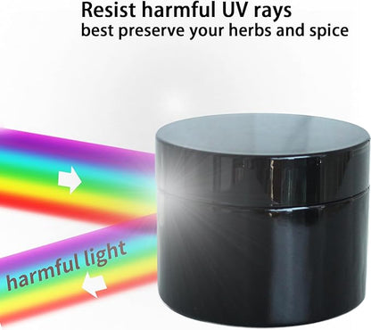 Black Glass Storage Jar 250ml Wide Mouth Airtight UV Protection Container for Spice Coffee