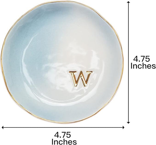 COLLECTIVE HOME - Ceramic Jewelry Tray, Decorative Trinket Dish for Rings Earrings Necklaces Bracelet Watch Keys, Birthday Mother's Day Christmas Gift for Women, 4.75", Colored Surface (W)