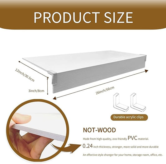 Wire Shelf Cover, Wire Rack Covers for Pantry,4 Pcs PVC Wood-Look Faux Wood Shelf Liners,26x12 Inch,0.24inch Thick for Home and Kitchen Organization