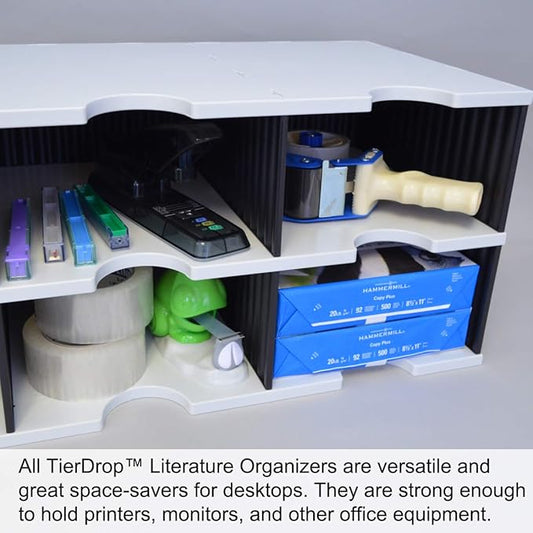 Ultimate Office TierDrop Jumbo 3-Compartment High-Wall (add-on Module) - Sorts Documents, Forms & Mail - Durable Construction Features Expandable, Modular, No-Tool Assembly Design (Gray w/Black)
