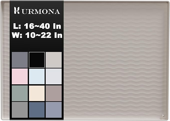 URMONA 28'' x 22'' Waterproof Silicone Under Sink Mat Cabinet and Counter Protector, Shelf Liner for Kitchen and Bathroom, Storage and Organizers, Litter Mat, Pet Cat Puppy Essentials（White Sand）