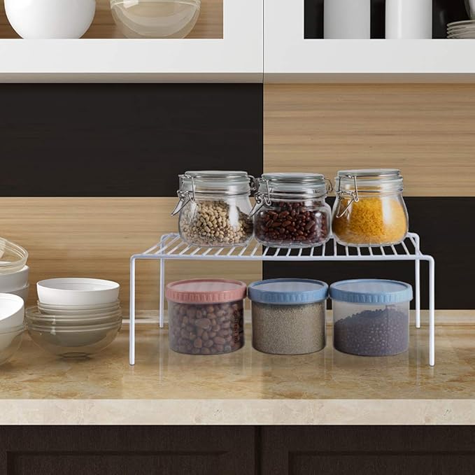 Redrubbit Medium (13 x 9. 4 Inch) Cabinet Storage Shelf Rack, Rustproof Kitchen Counter and Cabinet Shelf, Storage Rack Organizer for Kitchen, Fridge, Bathroom, Set of 6