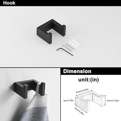 BWE 4 Pieces Bathroom Accessories Set Black Stainless Steel Bathroom Towel Bar Sets 23.6 Inches Tower Holder for Bathroom Wall Mounted