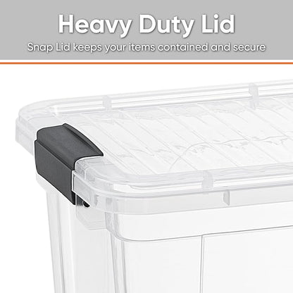 Superio Clear Storage Boxes with Lids, 49 Quart Plastic Container Bins for Organizing, Stackable Crates, BPA Free, Non Toxic, Odor Free, Organizers for Home, Office and Dorm, 6 Pack