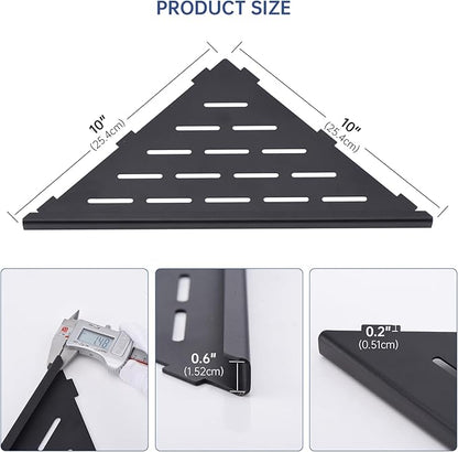 DAYONE Matte Black Corner Shower Shelf 2 Pack 10", Bathroom Corner Shower Organizer Shelf for Tiled Wall, SUS304 Stainless Steel Recessed Corner Shelves