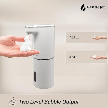 GentleJet JetFoam Automatic Foam Soap Dispenser - Touchless Electric Soap Dispenser, USB-C Rechargeable, Adjustable Foam Levels, 10 oz Countertop Hands-Free Soap Pump for Bathroom & Kitchen (White)