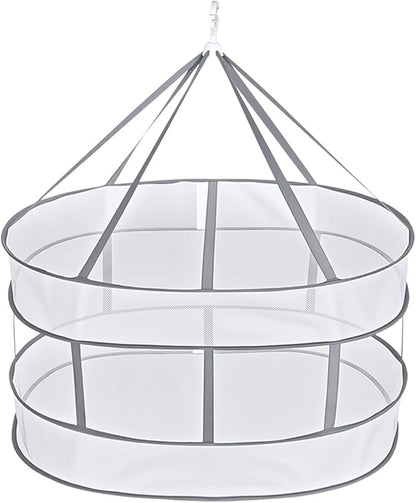 Sweater Drying Rack Mesh Foldable, Lay Flat Clothes Dryer Rack, Large Hanging Dry Rack for Clothes, Folding Clothing Drying Hanger, Portable for Laundry Indoor Outdoor (2-Tier)