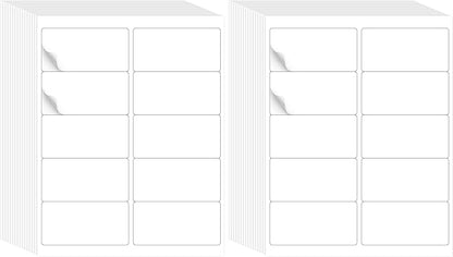 L LIKED 2" x 4" Label Stickers, Printable White 500 Sheets for Laser/Inkjet Printing - Matte White, 10 per Sheets (5000 PCS Labels) (Pack of 2)