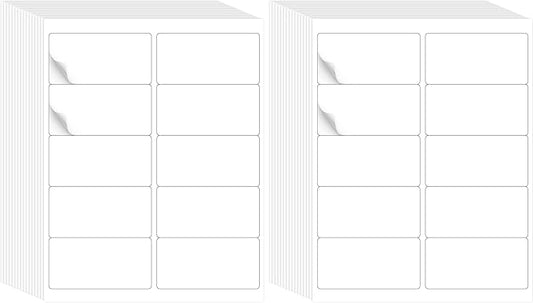 L LIKED 2" x 4" Label Stickers, Printable White 500 Sheets for Laser/Inkjet Printing - Matte White, 10 per Sheets (5000 PCS Labels) (Pack of 2)