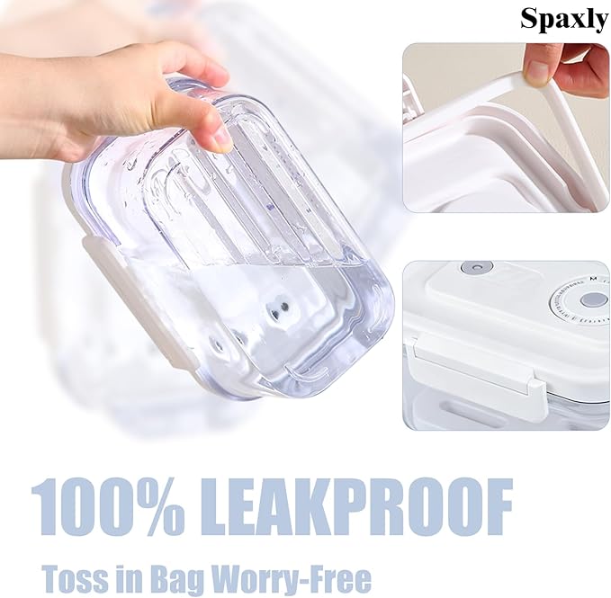 SPAXLY Manual Vacuum Sealer Containers, Airtight Food Storage Boxes with Hand Pump for Freshness, BPA-Free, Leakproof Seal for Lunch, Meat, Fruit, Leftovers, Fridge & Camping Use (1320ml)