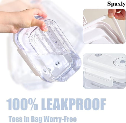 SPAXLY Manual Vacuum Sealer Containers, Airtight Food Storage Boxes with Hand Pump for Freshness, BPA-Free, Leakproof Seal for Lunch, Meat, Fruit, Leftovers, Fridge & Camping Use (1320ml)
