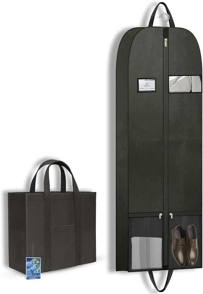 Suit Clothing Storage Bags for Closet Organization, Large Heavy Duty Zippered Garment Bags, Breathable Travel & Moving Bags for Hanging Clothes & Seasonal Protection