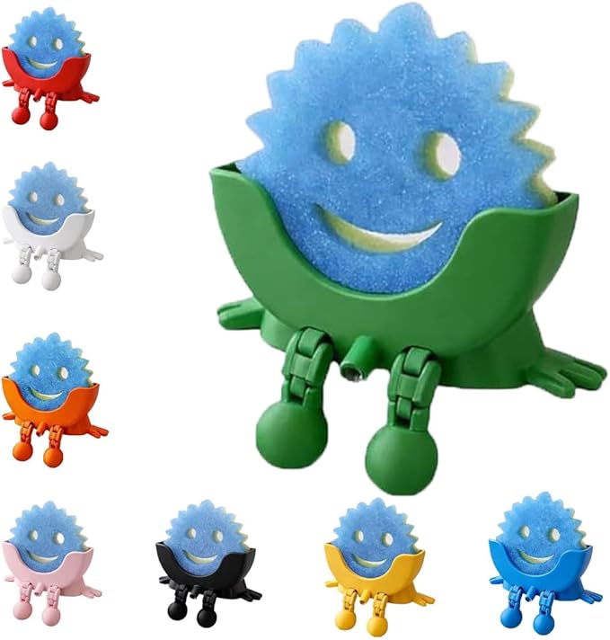 3D Printed Cute Smiley Sponge Holde - With Drainage,Keeps Your Sponge Dry & Smiling,For Cute Smiley Sponge Holder (green, large size)