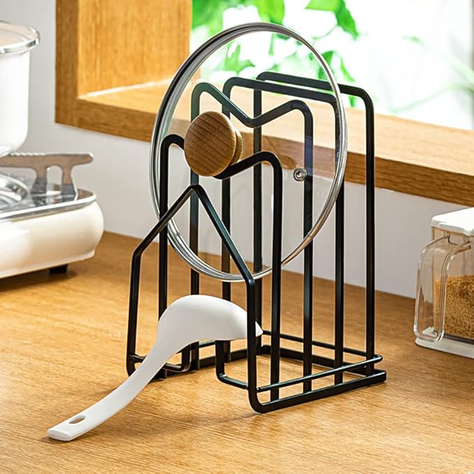 Poeland Kitchen Pantry Organizer Rack for Dinnerware, Bakeware, Cookware, Cutting Boards, Pan Lids