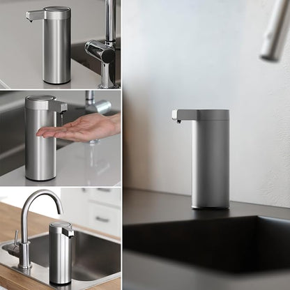 Mamiddle 9 oz. Automatic Soap Dispenser Stainless Steel with Sensor Infrared Soap Dispenser Electric IPX5 Waterproof USB-C Charging Motion Sensor for Kitchen & Bathroom (Brushed Silver)