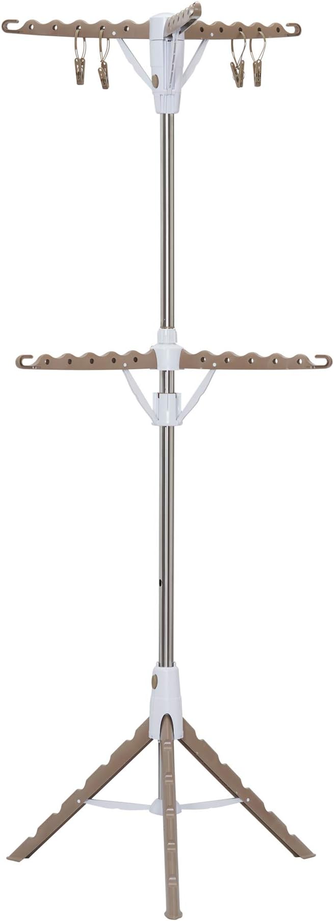 Household Essentials 2 Tier Tripod Clothes Drying Rack, Air Dryer and Garment Rack, Use to Dry Laundry or Hang Clothes, Portable and Compact, Tan