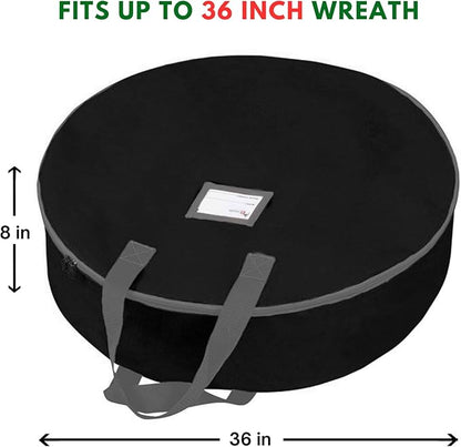 Primode Heavy Duty Christmas Wreath Storage Bag 36"- Garland Wreaths Container with Handles - Durable 600D Oxford Polyester Material Big Xmas Holiday Wreaths Storage Holder 36” Case