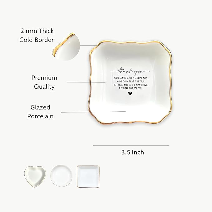 HatafaFurni Jewelry Tray for Unique Mother of the Groom Gift, Thank You For Raising the Man of My Dreams Ring Dish, Mother in Law Trinket Tray Gift from Daughter In Law, Ceramic Ring Dish Holder