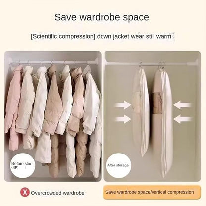 2 Packs Gusseted Garment Bags for Hanging Clothes Suit Bags for Open Closet Storage, Side Clear Clothing Cover for Coat, Dress, Jacket, Shirt, Fur Wardrobe Protector, (ecru, 45 inch)