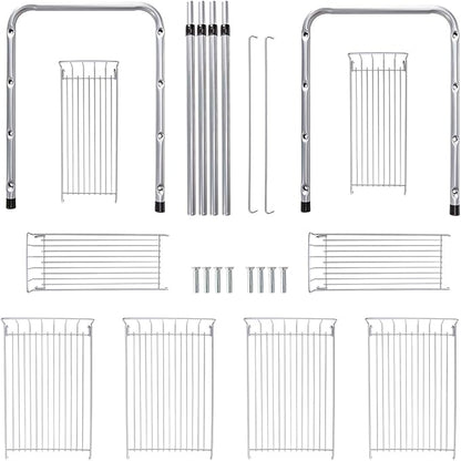 FlagShip 2 Tier Under Sink Organizers and Storage Rack Expandable Cabinet Shelf for Kitchen Bathroom Silver (17-25 inches)