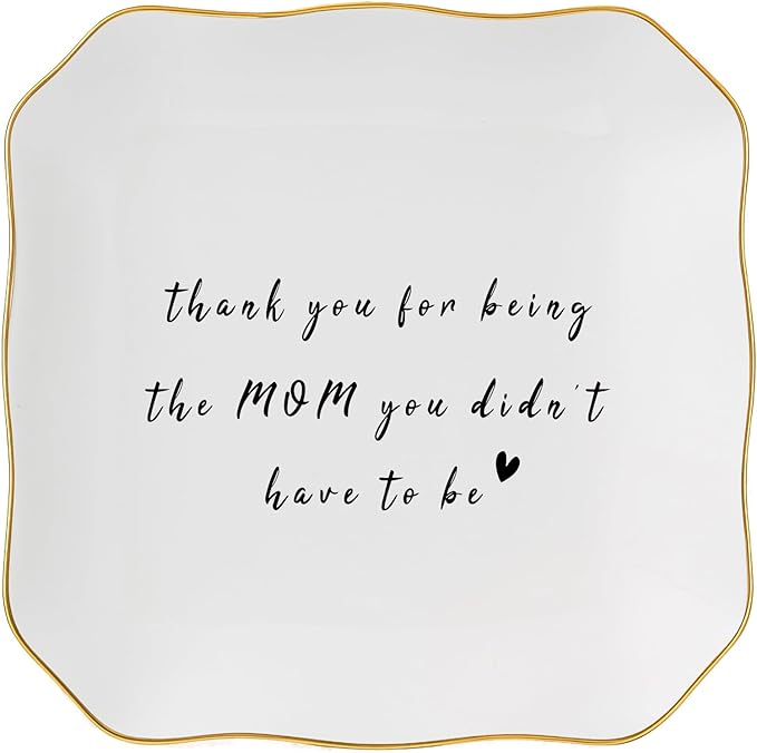 Jelershy Bonus Mom Stepmom Gifts Ring Dish Trinket Jewelry Tray, Birthday Christmas Valentines Mother's Day Gift - Thank You for Being the Mom You Didn't Have to Be