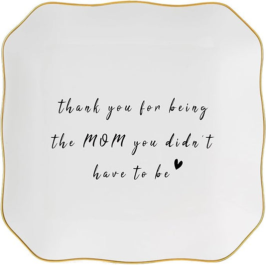 Jelershy Bonus Mom Stepmom Gifts Ring Dish Trinket Jewelry Tray, Birthday Christmas Valentines Mother's Day Gift - Thank You for Being the Mom You Didn't Have to Be