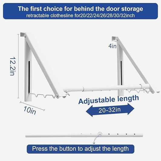 HOME RIGHT Over The Door Clothes Hanger,1.69 Inch Door Hook for Over The Door Drying Rack,Foldable Retractable Overdoor Hanger Hook for Bathroom,Laundry Room,Apartament and Bedroom