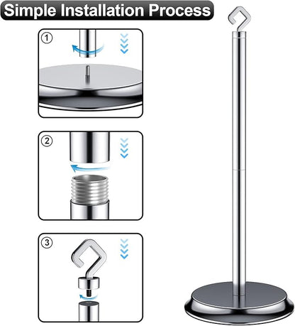 Toilet Paper Holder for Bathroom, Metal Free Standing Toilet Paper Storage with Rustproof, Tissue Paper Roll Stand for Bathroom Accessories (Poilshed Chrome)
