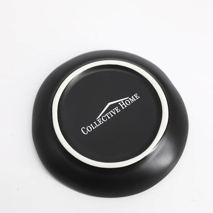 COLLECTIVE HOME - Ceramic Jewelry Tray, Decorative Trinket Dish for Rings Earrings Necklaces Bracelet Watch Keys, Birthday Mother's Day Christmas Gift for Women, 4.75", Black Surface (j)