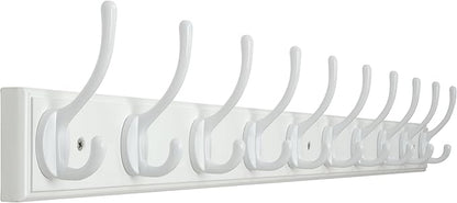 WEBI Coat Rack Wall Mount,10 Hooks,38 1/4" Long,Coat Hooks Wall Mounted,Bamboo Coat Hanger Wall Hook Rack,Jacket Hooks for Hanging Coats,Clothes,White