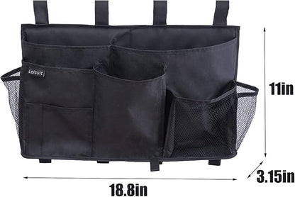 LEISUIT Hanging Storage Bag Bedside Organizer 9 Pockets Black (XL)