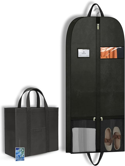 Large Clothing Storage Bags for Hanging Clothes, Heavy Duty Breathable Garment Bags with Zipper, Long Travel & Closet Organizer Bags for Dresses, Suits & Moving Protection