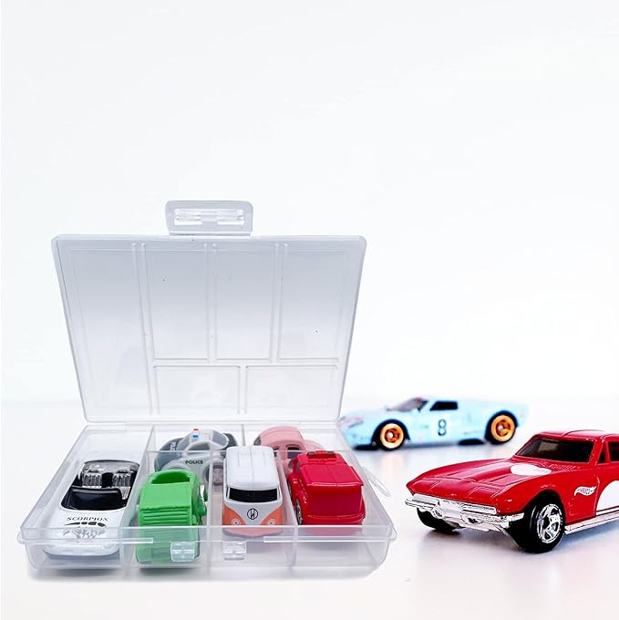 Plastic Organizer Box with Dividers - 2 PCS Small Plastic Container with Compartments, 6 Compartment Storage Box, Travel Organizer, Craft & Jewelry Storage