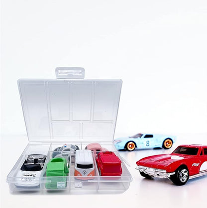 Plastic Organizer Box with Dividers - 2 PCS Small Plastic Container with Compartments, 6 Compartment Storage Box, Travel Organizer, Craft & Jewelry Storage