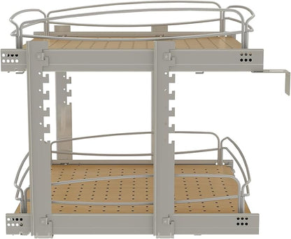 Rev-A-Shelf 2 Tier Pull Out Kitchen Cabinet Storage Organizer with Solid Bottom & Undermount Soft-Close Full Extension Slides, 54BK-21SC-2-1