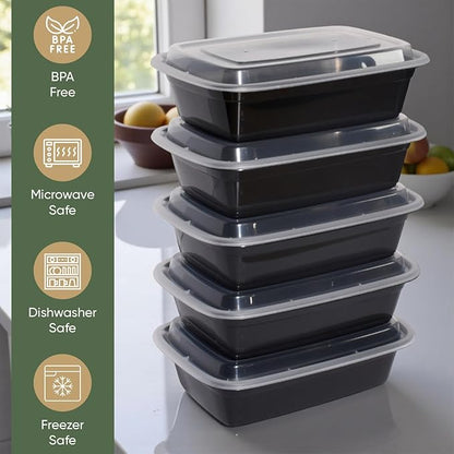 38 oz 150 Pack Meal Prep Containers BPA Free Leakproof Stackable Food Storage Containers with Lids, Microwave & Dishwasher Freezer Safe Reusable To Go Containers Bento Box Style Take Out Clear Plastic
