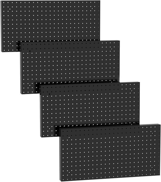 Peg Board Wall Organizer, 24"x48" Black Metal Pegboard Organizer, 4 Metal Pegboard Panels with 63 Accessories, Wall Mount Large Peg Board Kit with Hooks, Bins for Home, Office, Garage, Gaming
