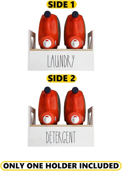 CHONIC Detergent Holder for Laundry Room, Farmhouse Dispenser, Liquid Soap Storage Organization, Stand With Drip Catcher Tray and Measuring Cup, Laundry Station Organizer, White