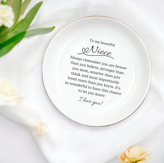 Niece Gift from Aunt Auntie, Goddaughter Gift Ring Dish, Niece Keepsake, Niece Birthday Gift, Niece Jewelry Gift, Gift from Godmother, Gift from Godparents, Goddaughter Gift, Niece Jewelry Tray