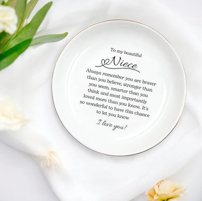 Niece Gift from Aunt Auntie, Goddaughter Gift Ring Dish, Niece Keepsake, Niece Birthday Gift, Niece Jewelry Gift, Gift from Godmother, Gift from Godparents, Goddaughter Gift, Niece Jewelry Tray