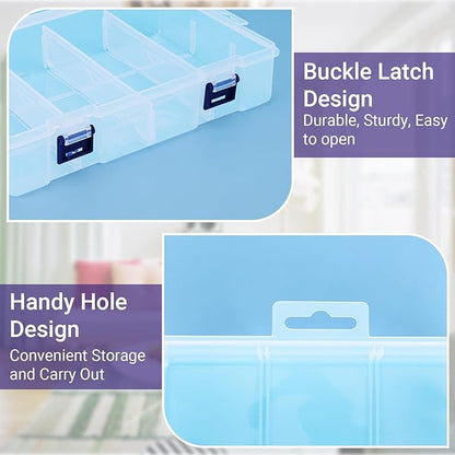 Large Bead Organizer Box, 8 Compartment Craft Storage Container with Removable Divider, Plastic Empty Case for Jewelry Rhinestone Charms Crystal Press On Fake Nail, Hair Stuff Small Accessory