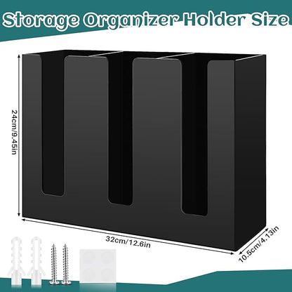 Cunhill 3 Compartments Acrylic Coffee Cup and Lid Dispenser Organizer Disposable Paper Cup Holder Coffee Shop Supplies Holder Storage for Station Home Countertop Bar Kitchen Party(Black)