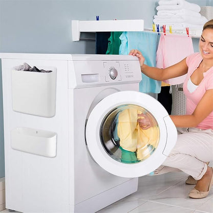 Magnetic Laundry Bin, Space-Saving Trash Container Hanging on Dryer, Washer or Wall Mount (White)