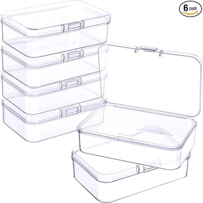 Jetec 6 Pieces Mini Plastic Clear Beads Storage Containers Box for Collecting Small Items, Beads, Jewelry, Business Cards, Game Pieces, Crafts (3.3 x 2.1 x 1 Inch)