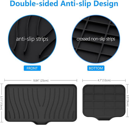 3-Pack Silicone Soap Dish, Sponge Holder for Sink, Kitchen Soap Tray, Bathroom Soap Holder, Sponge Tray with Drain (Black)