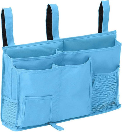 Createy Bedside Caddy Hanging Organizer Storage Bag Pocket for Bunk and Hospital Beds, College Dorm Rooms, Baby Bed Rails, Camp - 4 Pockets and 2 Hooks