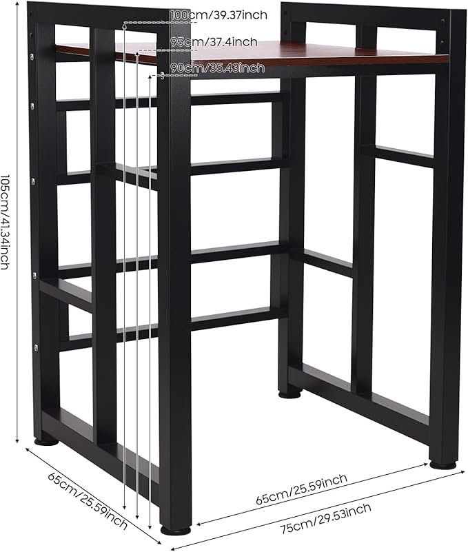 Over Washer and Dryer Shelves, Washer and Dryer Storage Shelf, Adjustable Laminate and Foot Pads Washing Machine Storage Rack for Kitchens Dressing Rooms (Black, Teak Color)
