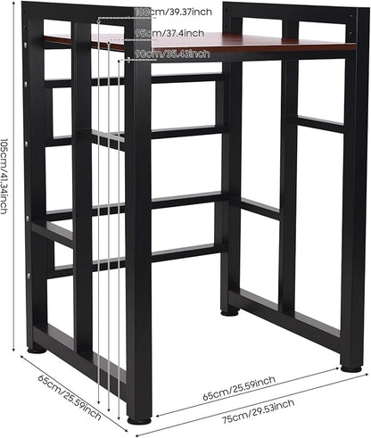 Over Washer and Dryer Shelves, Washer and Dryer Storage Shelf, Adjustable Laminate and Foot Pads Washing Machine Storage Rack for Kitchens Dressing Rooms (Black, Teak Color)