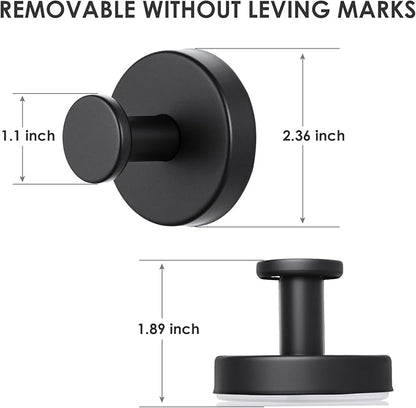 PZTO Suction Cup Hooks:Metal Hanger,for Galss Window Door & Tile Wall,Shower Bathroom Towel Holder Hanging Hook, 2 Pack (Matte Black)